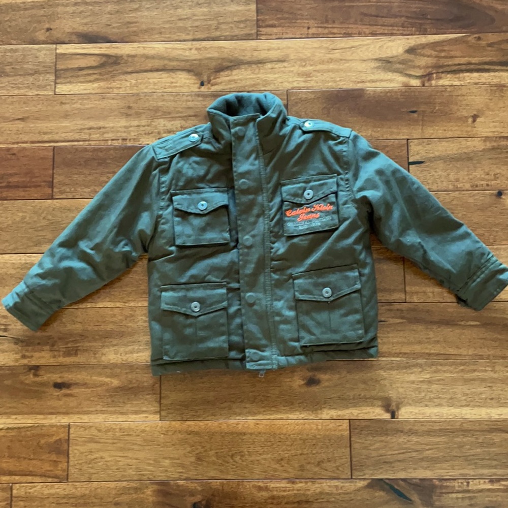 Calvin Klein army green jacket Boys size 4T